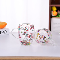 En stock, tasse à double paroi en verre borosilicate créative pour fleurs séchées
