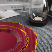 Assiettes de table en plastique de luxe avec dorure à chaud, personnalisables, jetables, écologiques et compatibles lave-vaisselle, vente en gros usine Xueli
