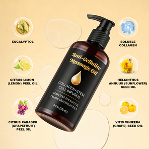 Aceite de Masaje Masculino Anticelulítico con Colágeno de Marca Privada, Extracto de Uva y Limón, Reafirmante y Adelgazante, 240 ml - Product Image 3