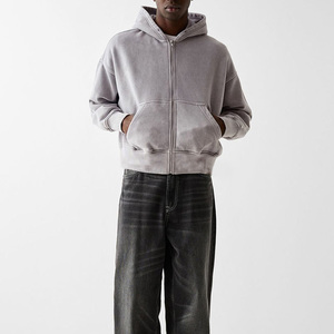 Sweat à capuche zippé personnalisé en molleton 100 % coton 500 g/m² pour streetwear, coupe oversize, épais et uni, par les fabricants - Product Image 2