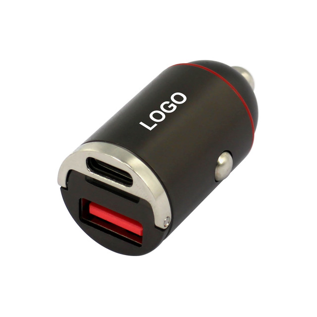 PD USB C+A Dual Output Full Metal Housing Car Charger 65W GaN Super Mini Car Charger