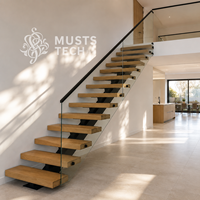 Moderne Innendesigner-Luxustreppe Direkt vom Hersteller Designer-Kollaboration Mono-Stringer-Treppe