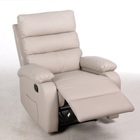 Fauteuil inclinable manuel en cuir PU, canapé une place, fauteuil inclinable avec repose-pieds et poche latérale, beige, pour salon