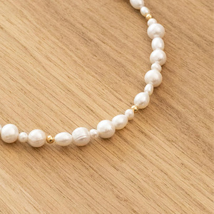 <span class=keywords><strong>Perles</strong></span> de collier en acier inoxydable plaqué or PVD 18 carats faites à la main en gros irrégulière vraie grande perle d'eau douce naturelle pour cadeau - Product Image 3