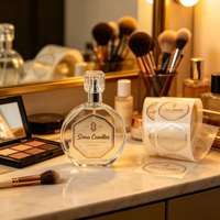 Étiquette transparente personnalisée avec impression dorée - Étiquette autocollante de luxe pour parfums et cosmétiques