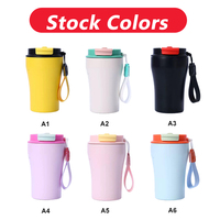 Mug de voyage en acier inoxydable de 380 ml avec cordon de transport, tasse isotherme anti-fuite, support pour logo personnalisé, idéal pour les trajets quotidiens