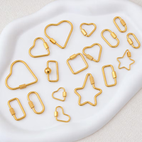 Fermoirs mousquetons à vis en acier inoxydable plaqué or 18 carats personnalisés, formes variées, pour la création de bijoux DIY, porte-breloques et connecteurs