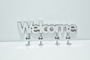Luxury Silver Welcome <b>Wall</b> Mounted <b>Hook</b> Rack Decorative Metal Coat <b>Hook</b> Entryway <b>Key</b> Holder Available at Best Price - Product Image 2