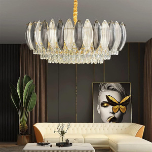 Luxury Crystal Chandelier Round E27 <b>Led</b> <b>Light</b> Source Home Living Room Dining Room Bedroom Pendant <b>Light</b> - Product Image 1