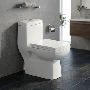 WC monobloc en céramique à double chasse d'eau, à poser au sol, avec réservoir encastré, pour usage domestique et commercial - Product Image 6