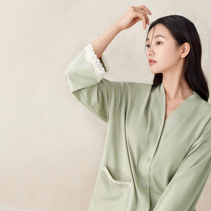 Anzhiban Ensemble de pyjamas pour femmes avec coussinets de poitrine Printemps et automne Style rétro et à la mode Manches longues <span class=keywords><strong>Homewear</strong></span> pour dames/filles - Product Image 4