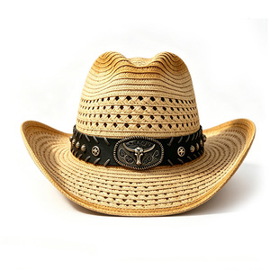 Hollow Out Western Straw Cowboy <b>Hat</b> Breathable Panama Sun <b>Hat</b> Outdoor UV Protection Jazz Beach Cap - Product Image 5