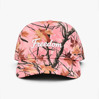 Casquette de baseball tactique non structurée à 5 panneaux, visière légèrement incurvée, avec logo brodé personnalisé, camouflage rose, vente en gros