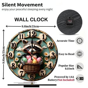 Round Wooden <b>Wall</b> <b>Clock</b> 25Cm Antique Wood Texture <b>Silent</b> Non Ticking Cafe Bar Hanging <b>Clock</b> - Product Image 5