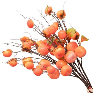 Branches de fruits de kaki artificiels, décorations florales en soie pour la maison, le salon et les festivals - Product Image 3