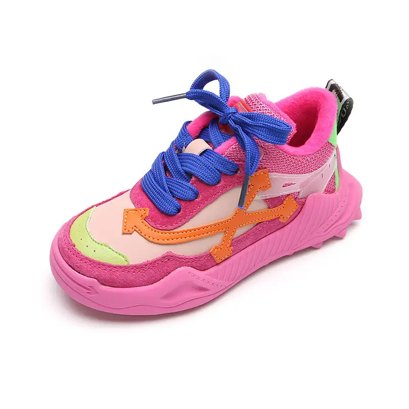 Spring 2021 Girls Boys Lace-Up Brand Sneakers Toddler/Little/Big Kid Fashion Trainers Children School Sports Pink Black Shoes
