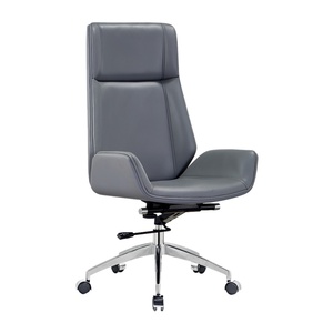 Chaises de conférence ergonomiques modernes personnalisées en cuir véritable gris pour visiteurs, réunions, salles de conférence et bureaux - Product Image 2