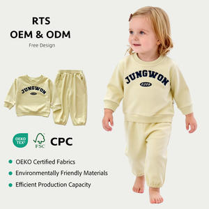 Conjunto Deportivo <span class=keywords><strong>de</strong></span> Algodón Estampado Estilo Coreano Angou para Bebés y Niños Pequeños, Sudadera y Pantalones Deportivos para Niños y Niñas, Ropa Infantil al por Mayor - Product Image 1