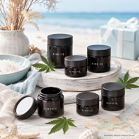 Pot cosmétique en verre opaque noir de 40, 50, 60, 90 ml, récipient rond en verre pour crème avec couvercle à vis noir pour l'emballage de produits de soin de la peau