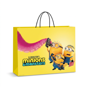 Yellow Cartoon <strong>Minion</strong> Style Paper Bag Coated Art Paper Paper Rope Handle Kids Gift Toy Merchandise Holiday Present Packaging - Product Image 1