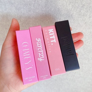 P-LAN Brand MOQ 100pcs Pink Black Orange Nude Paper Lipstick Box Custom Private Label Empty Lip Gloss Box For Lip Gloss