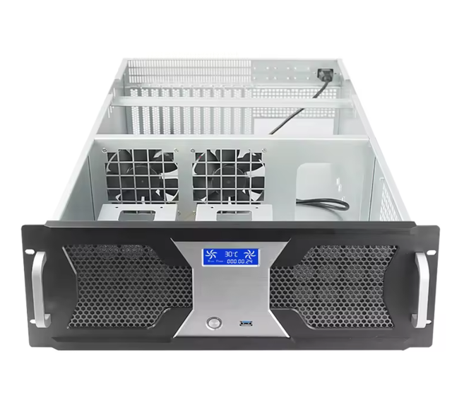 AI Application 4U Rack Chassis Server Case Industrial ATX Form Factor with Lcd Temperature Screen Style with Power Supply Fan
