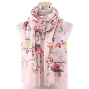 Fashion Vogels Gedrukt Shawl Sjaal Lente Zomer Womens Viscose Print Sjaal En Sjaal