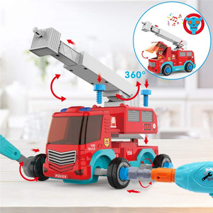 Jouets éducatifs, véhicule d'assemblage, <span class=keywords><strong>camion</strong></span> <span class=keywords><strong>de</strong></span> pompiers avec lumières et sons intégrés et perceuse pour enfants - Product Image 2