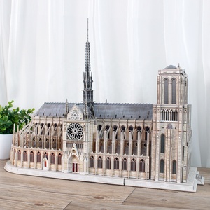 Haute qualité enfants cadeaux jeu bricolage jouet papier en bois Puzzle ville France bâtiment modèle Notre <span class=keywords><strong>Dame</strong></span> De Paris <span class=keywords><strong>3D</strong></span> Puzzle pour enfants cadeau - Product Image 5