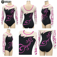Justaucorps de gymnastique personnalisé avec strass pour femmes, justaucorps de danse scintillant à manches longues pour compétition et performance