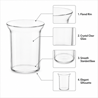 Tasses en verre borosilicate de style japonais de 12 oz, à large bord transparent, conçues pour boire de l'eau, du jus, des mugs pour latte, matcha, soda, thé glacé, café
