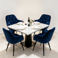 Chaise de salle à manger capitonnée de luxe en velours avec pieds en métal pour la maison, le restaurant, l'hôtel