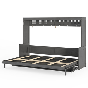 Cama de Plataforma Moderna de Madera Maciza, Cama Doble Negra Retro con Almacenamiento, Estructura de Cama para Dormitorio de Casa u Hotel, Solo para EE. UU. - Product Image 1