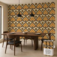 Vinilo Decorativo de Pared Estilo Art Deco de los Años 20 con Patrón Arquitectónico para Comedor