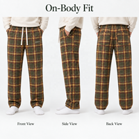 Pantalon à carreaux pour homme, coupe décontractée, tissu tissé teint en fil, cordon de serrage, poches fonctionnelles, OEM ODM, impression personnalisée, logo en silicone