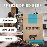 Sachet écologique réutilisable pour aliments secs et snacks, emballage en papier kraft à fond plat avec fenêtre pour bœuf séché