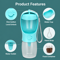 Bouteille d'eau portable pour chien avec récipient pour nourriture 2 en 1, bol de voyage pour animaux de compagnie, bouteille d'alimentation anti-fuite pour chiens et chats, promenade en plein air