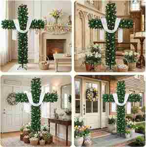 Décoration d'intérieur en forme de croix de sapin de Noël en PVC avec ornements de Pâques et de fêtes, arbre artificiel en PVC - Product Image 3