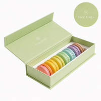 Boîte d'emballage pour macarons en papier biodégradable blanc, rigide, imprimée avec logo personnalisé