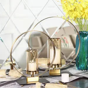 Suporte de velas para mesas, suporte redondo dourado de metal para mesas em casamentos, decoração de mesa