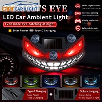 Lampe d'ambiance LED Z14 à énergie solaire, effet œil de démon, sans câblage, pour intérieur de voiture, accessoires de modification automobile