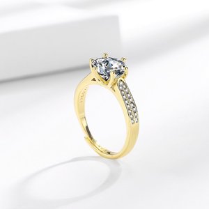 Anello di Lusso di Alta Qualità all'Ingrosso Design a Sei Punte Placcato Oro Set di <span class=keywords><strong>Anelli</strong></span> in Ottone con Zircone Rotondo Lucido <span class=keywords><strong>Anelli</strong></span> da <span class=keywords><strong>Matrimonio</strong></span> per Donne - Product Image 3