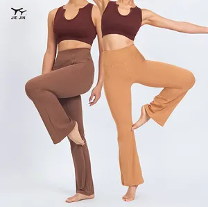 New Arrival Gym Fitness Women Breathable Boot Cut High Waisted Flare Leggings Slimming Yoga Pants For Woman Tummy With Pocket