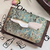 Boîte à mouchoirs et porte-serviettes créative en marbre et pierre vertes contemporaines, durable pour la maison et le bureau
