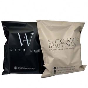 ซองกันน้ำพิมพ์โลโก้ตามสั่งสำหรับส่งรองเท้า วิกผม สีดำด้าน  ซองโพลีเมลเลอร์สีนู้ดนำกลับมาใช้ใหม่ได้ - Product Image 1