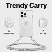 Étui de téléphone Coalbooliy avec sangle pour iPhone 15 6.1, compatible avec l'étui transparent esthétique à motif léopard avec cordon