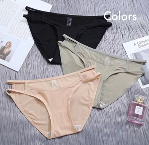 Kadın seksi dantel tanga iç çamaşırı düşük katlı Ultra yumuşak nefes buz ipek külot ile ince şerit oymak ve örgü See Through - Product Image 2