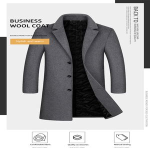 Trench-coat en <span class=keywords><strong>laine</strong></span> pour hommes en gros 50% <span class=keywords><strong>laine</strong></span> 50% polyester <span class=keywords><strong>cachemire</strong></span> long pardessus personnalisé respirant confortable chaud élégant - Product Image 5