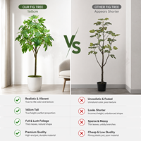 Arbre de figuier artificiel réaliste avec pot en plastique, plante d'intérieur sans arrosage, fournisseur de décoration écologique pour la maison