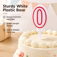 Bougie d'anniversaire à chiffres rouges sur fond blanc, de 0 à 9, pour gâteau, emballée individuellement sous blister, décoration de gâteau de fête